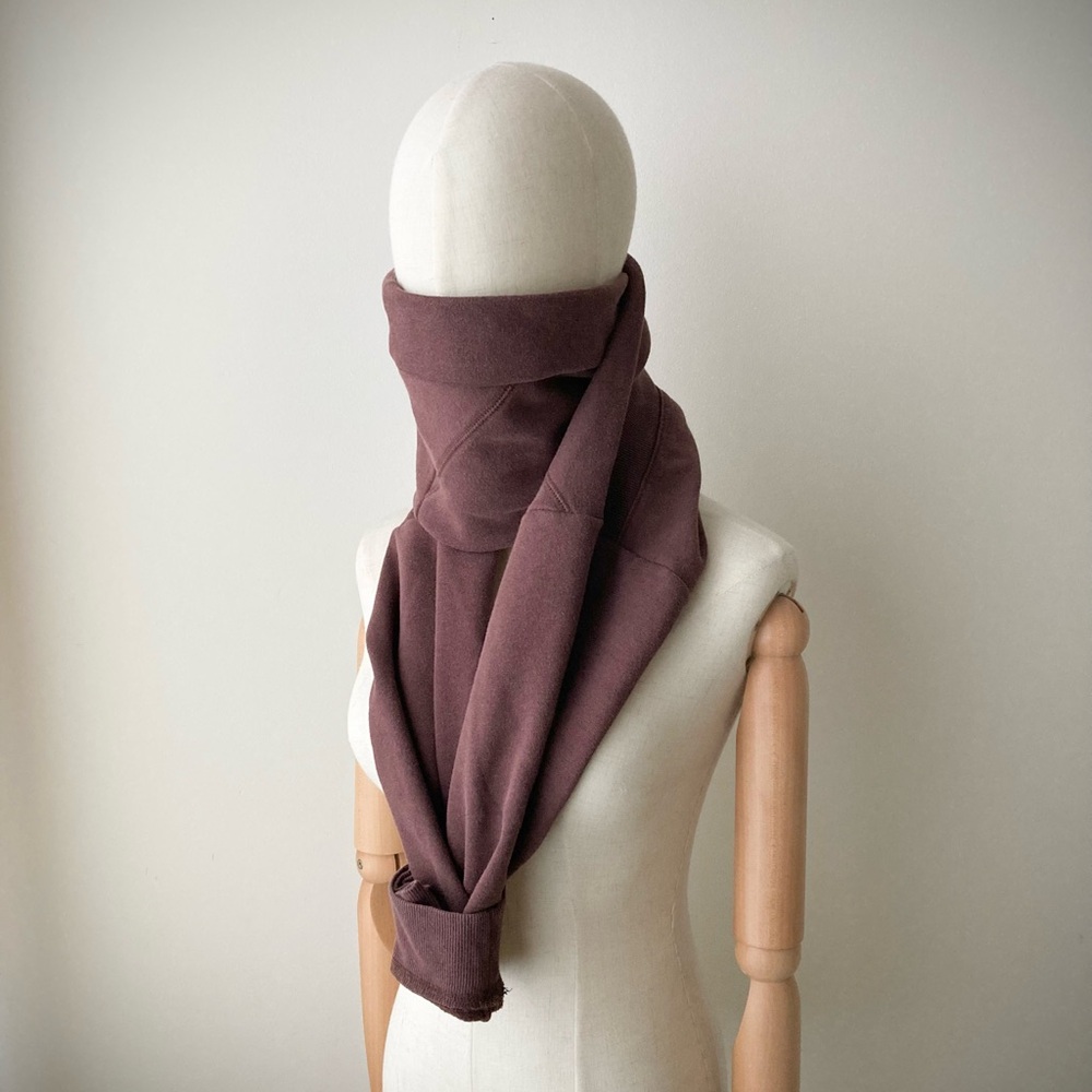 joodito cotton sweatshirt wrap preppy tie scarf weathered burgundy maroon red - Picture 2 of 8